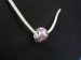 Ručně vinutá skleněná perle s AG925 (stříbro) zakončením fialovo-bílá